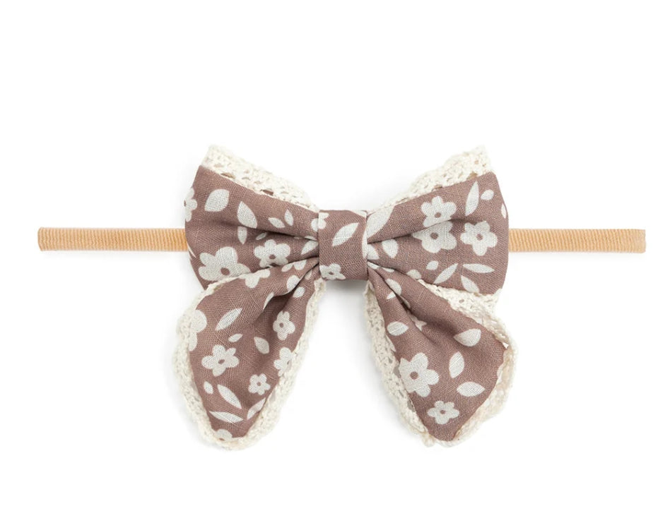Mocha Floral Lace Baby Headband