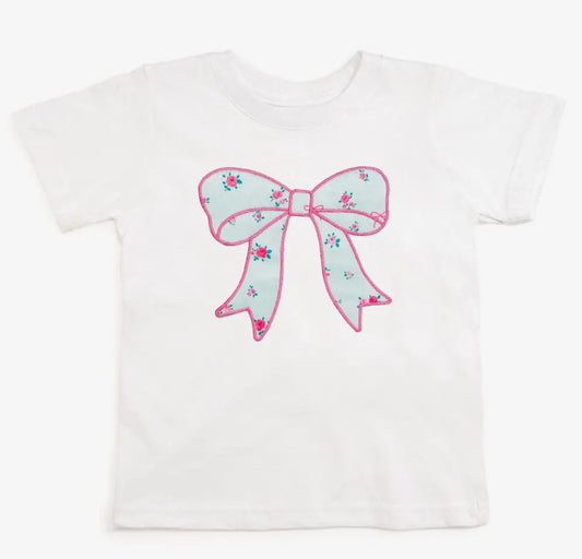 Sky Blue Floral Bow Patch T-Shirt