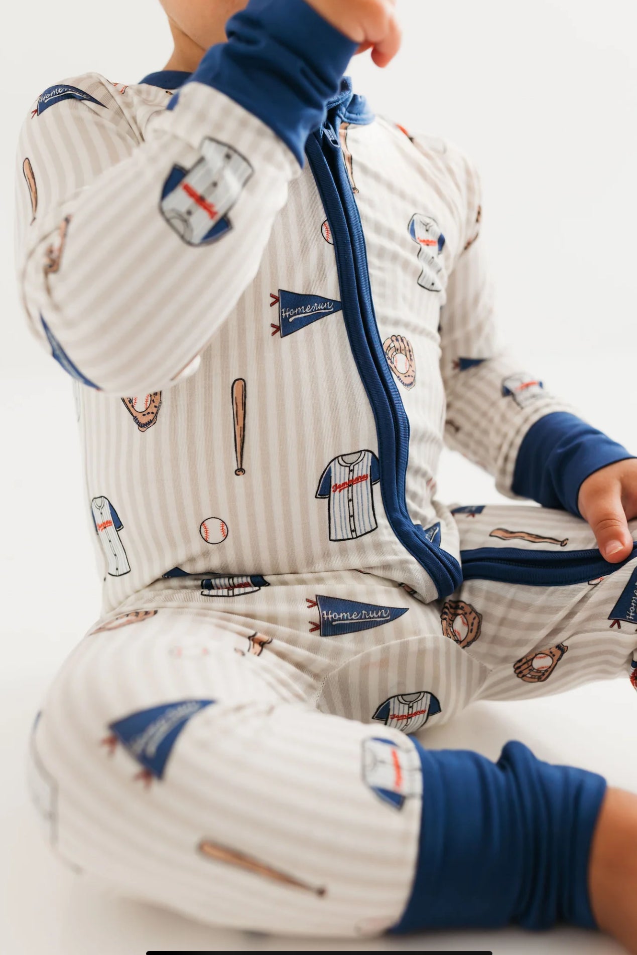 Blue Baseball Zipper Romper