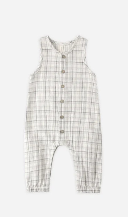 Woven Jumpsuit- Blue Plaid