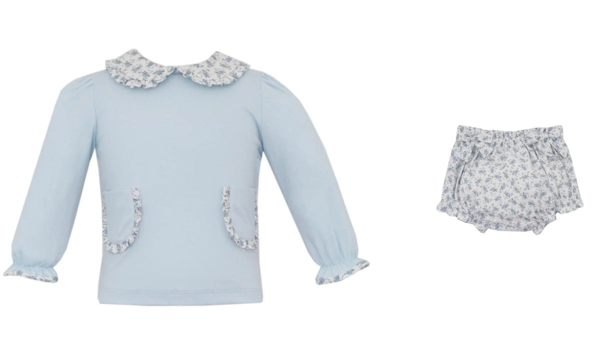 Blue Floral Bloomer Set