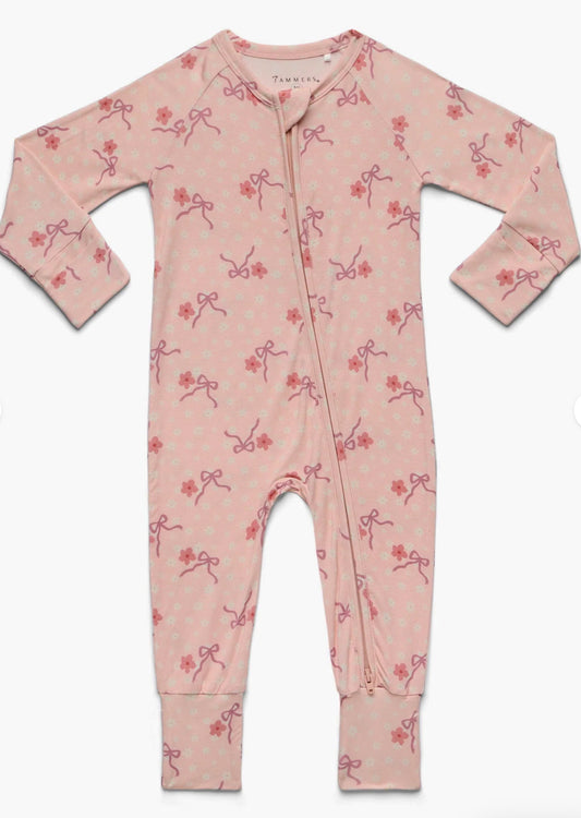 Ditsy Bow Zipper Romper