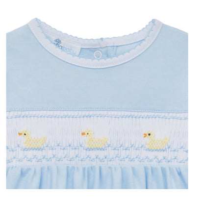 Little Ducklings Blue Smocked Footie