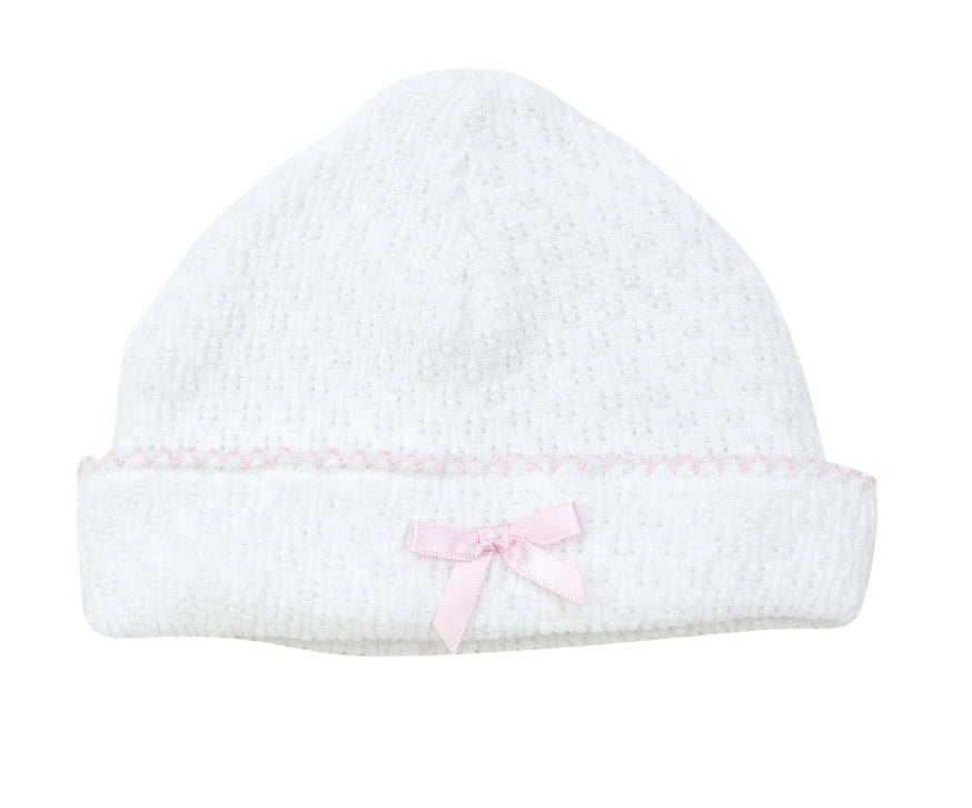 Knit Beanie with Pink Bow