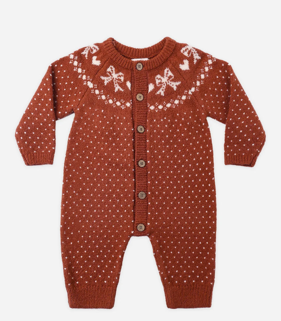 Fair Isle Romper- Ruby