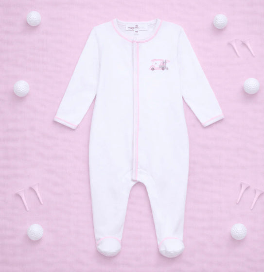 Little Golfer Ruffle Footie- Pink