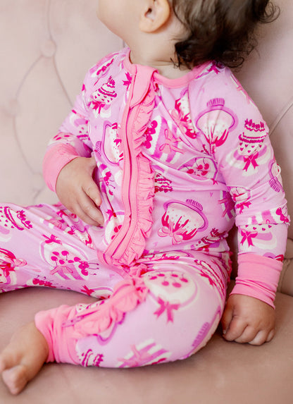 Valentine Cakes Ruffle Romper