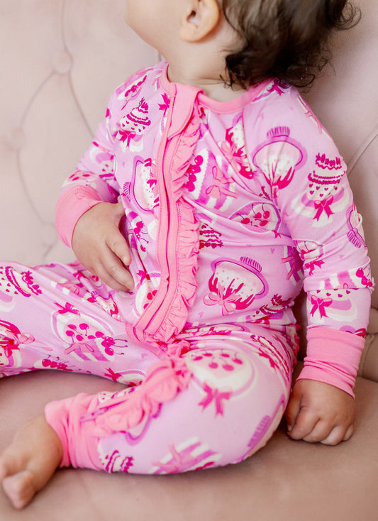 Valentine Cakes Ruffle Romper