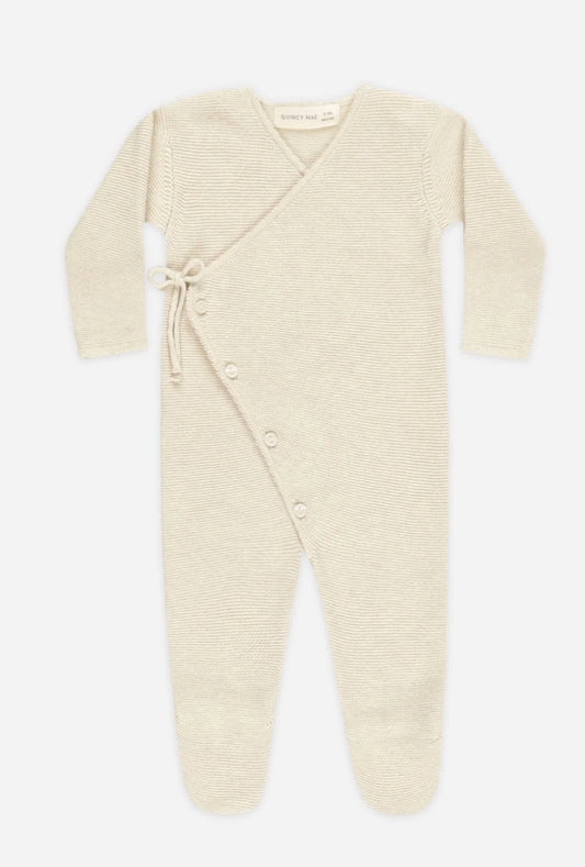 Knit Wrap Top + Pant Set- Natural