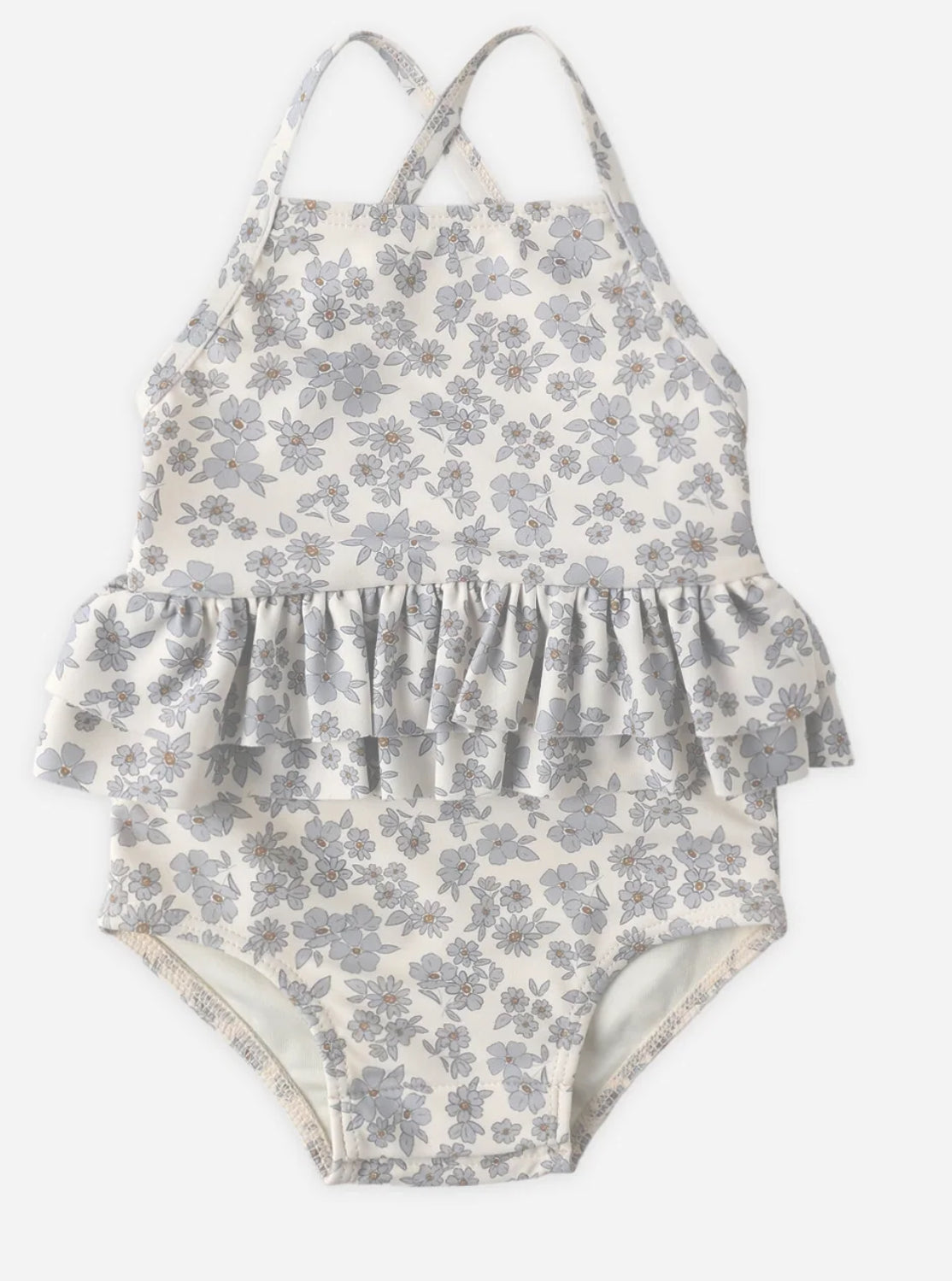RUFFLED ONE-PIECE SWIMSUIT BLUE FLORAL