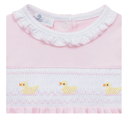 Little Ducklings Pink Smocked Footie