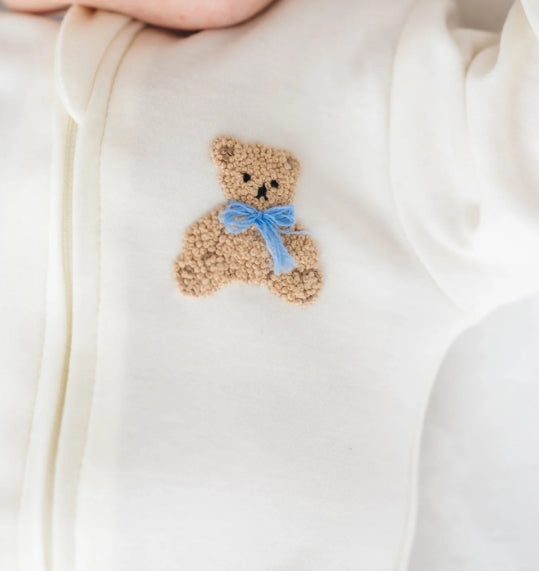 Bear Hugs Zip Footie- Sky