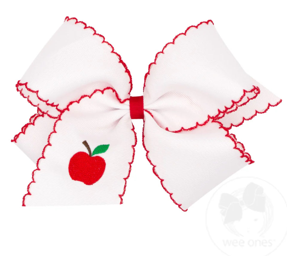 King Bow with Moonstitch Edge and Apple Embroidery