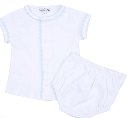 Baby Joy Blue Crochet Trim Diaper Cover Set