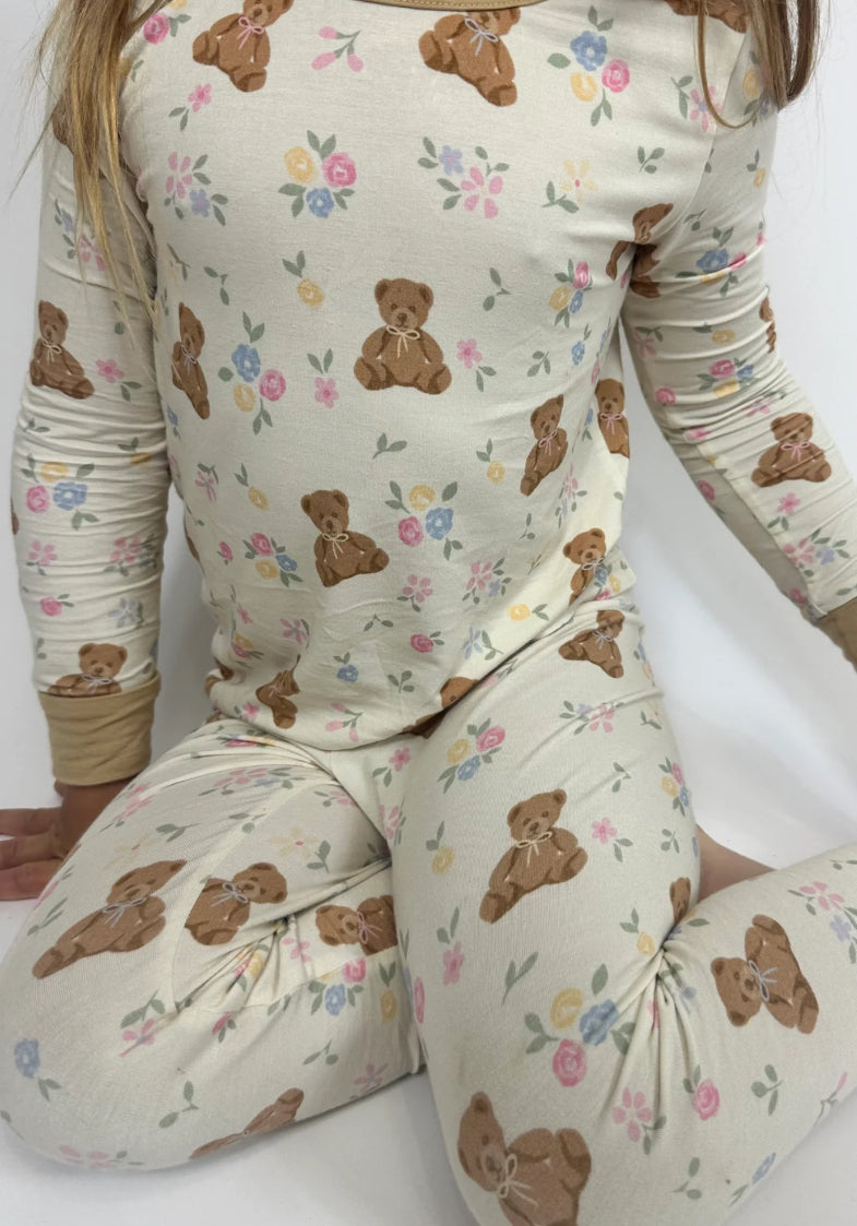 Teddy In Bloom- Two Piece Jammie Set