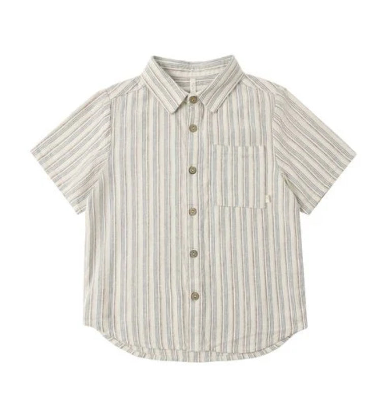 Collard Short Sleeve Shirt- Nautical Stripe