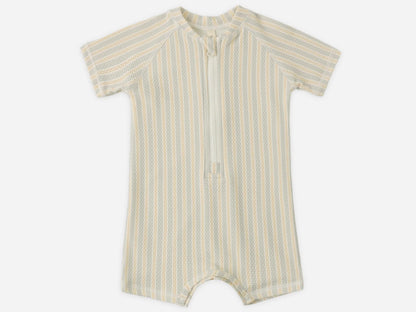 Zip Rashguard Blue & Butterscotch Stripe