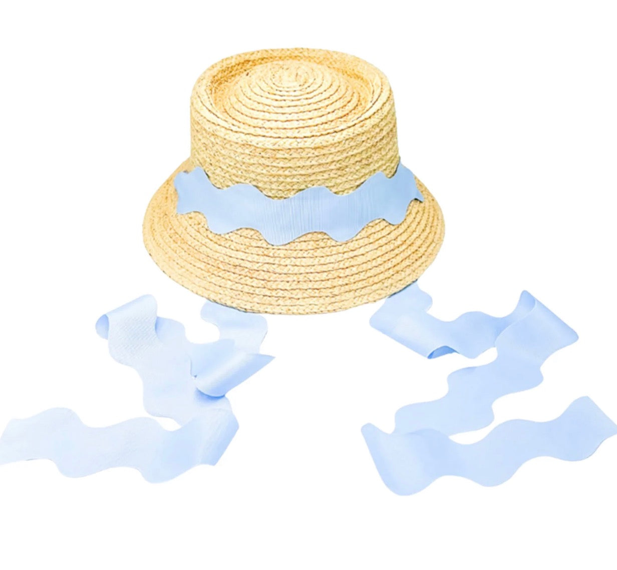 Harbor Hat- Blue Scalloped Ribbon