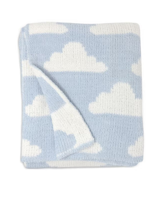 CHENILLE BABY BLANKET-BLUE CLOUDS