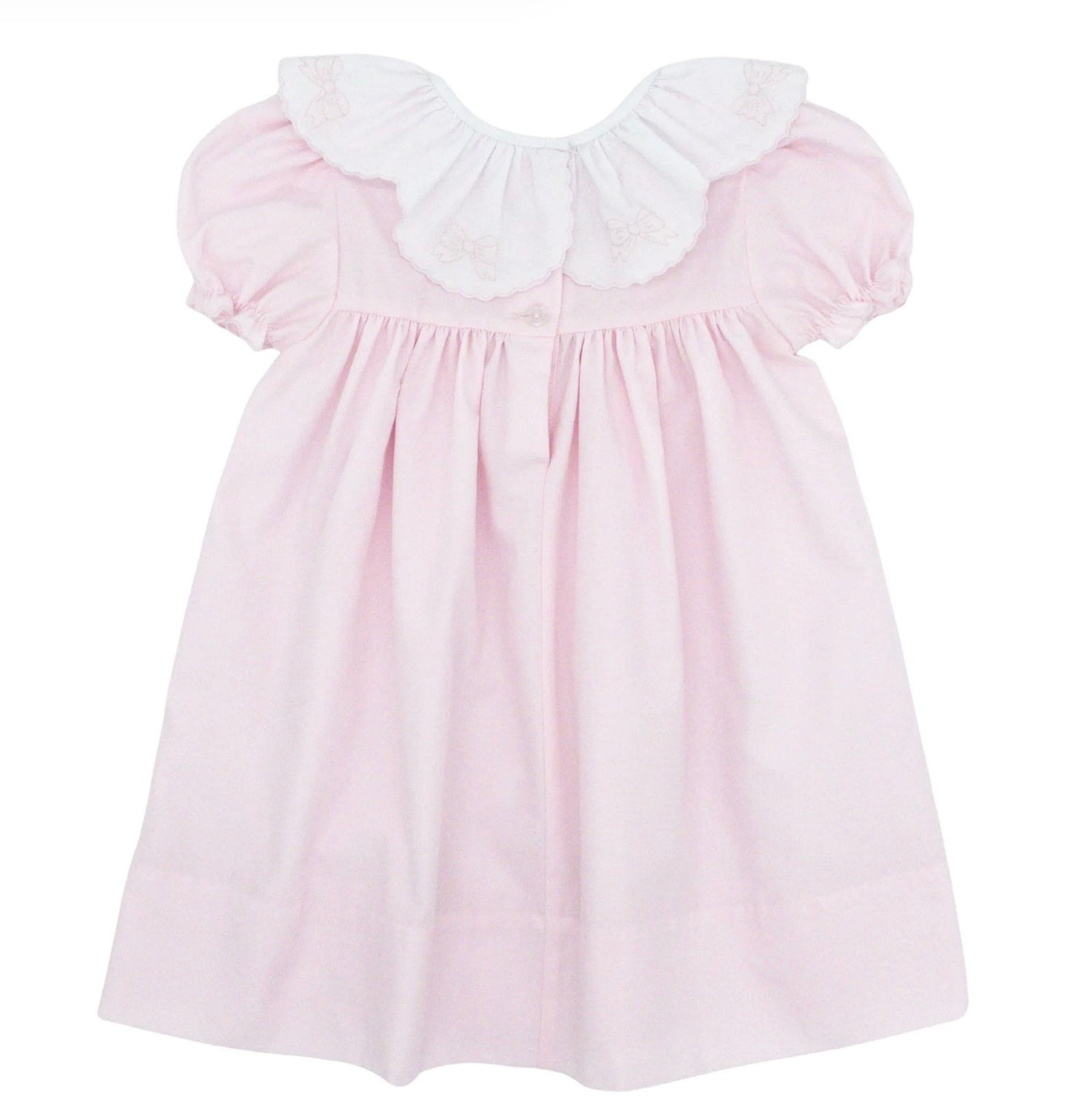 Pink Bows- Dress with Ruffle Collar