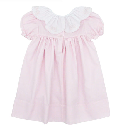 Pink Bows- Dress with Ruffle Collar
