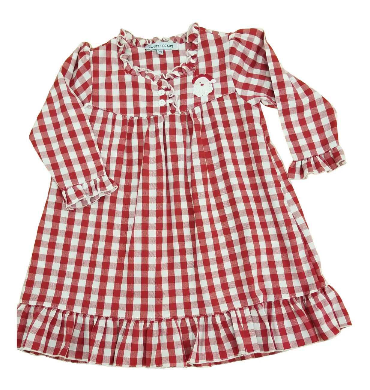 Red Gingham Santa Embroidered Gown