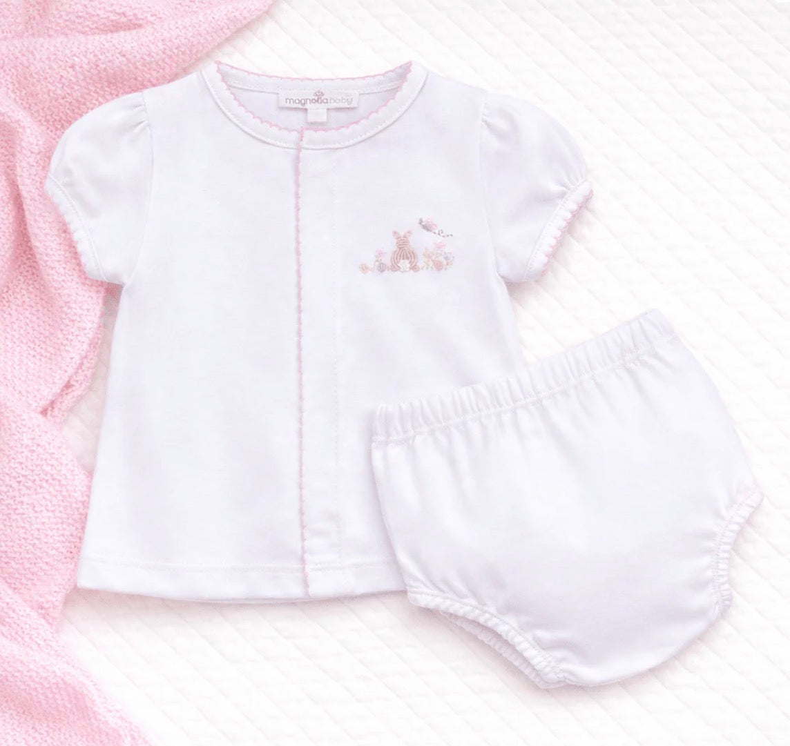 Bunny Basket Diaper Cover Set- Pink