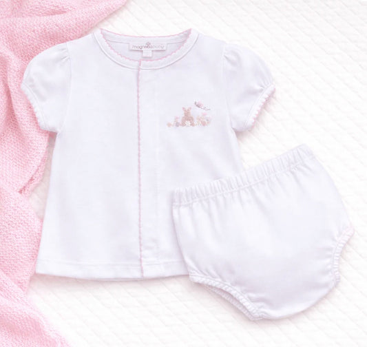 Bunny Basket Diaper Cover Set- Pink