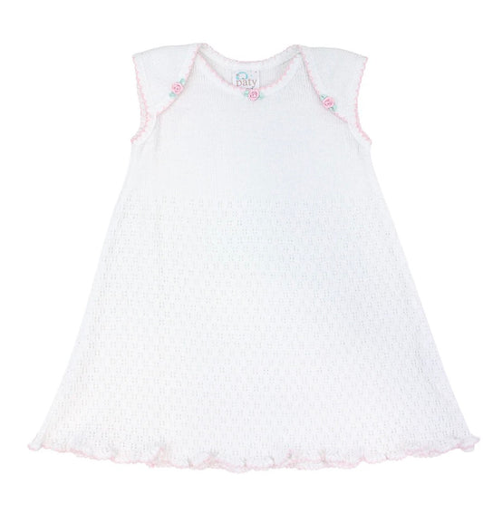 Paty Knit Baby Dress with Satin Rosette Detail
