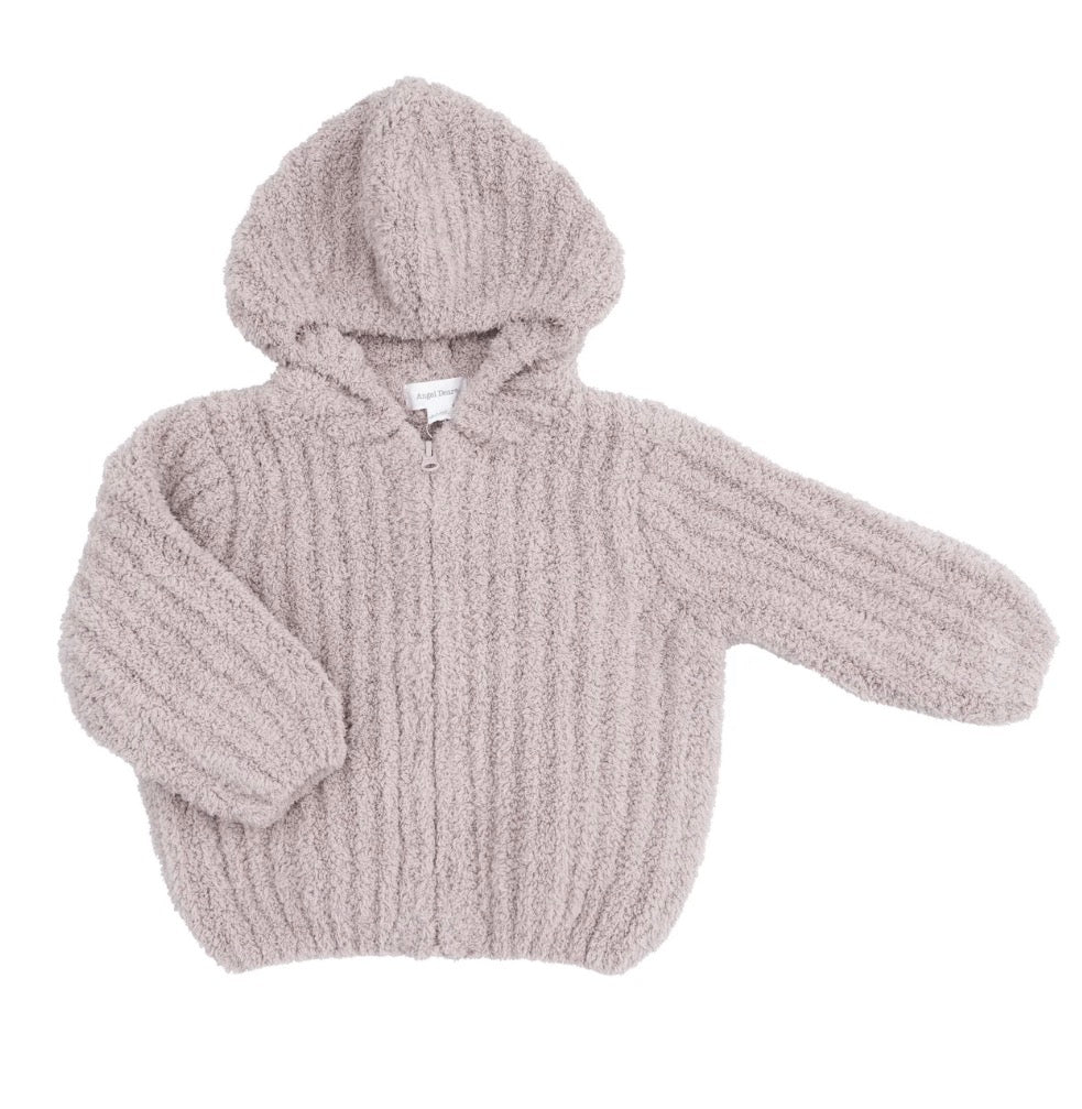 Chenille Stone Hooded Jacket with striped texture