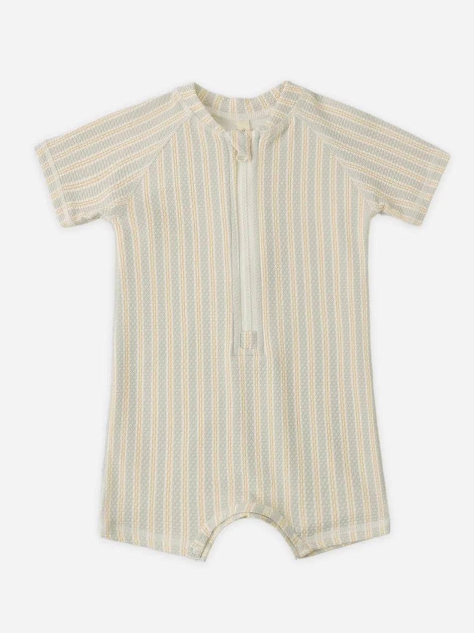 Smocked One- Piece Swimsuit Blue & Butterscotch Stripe