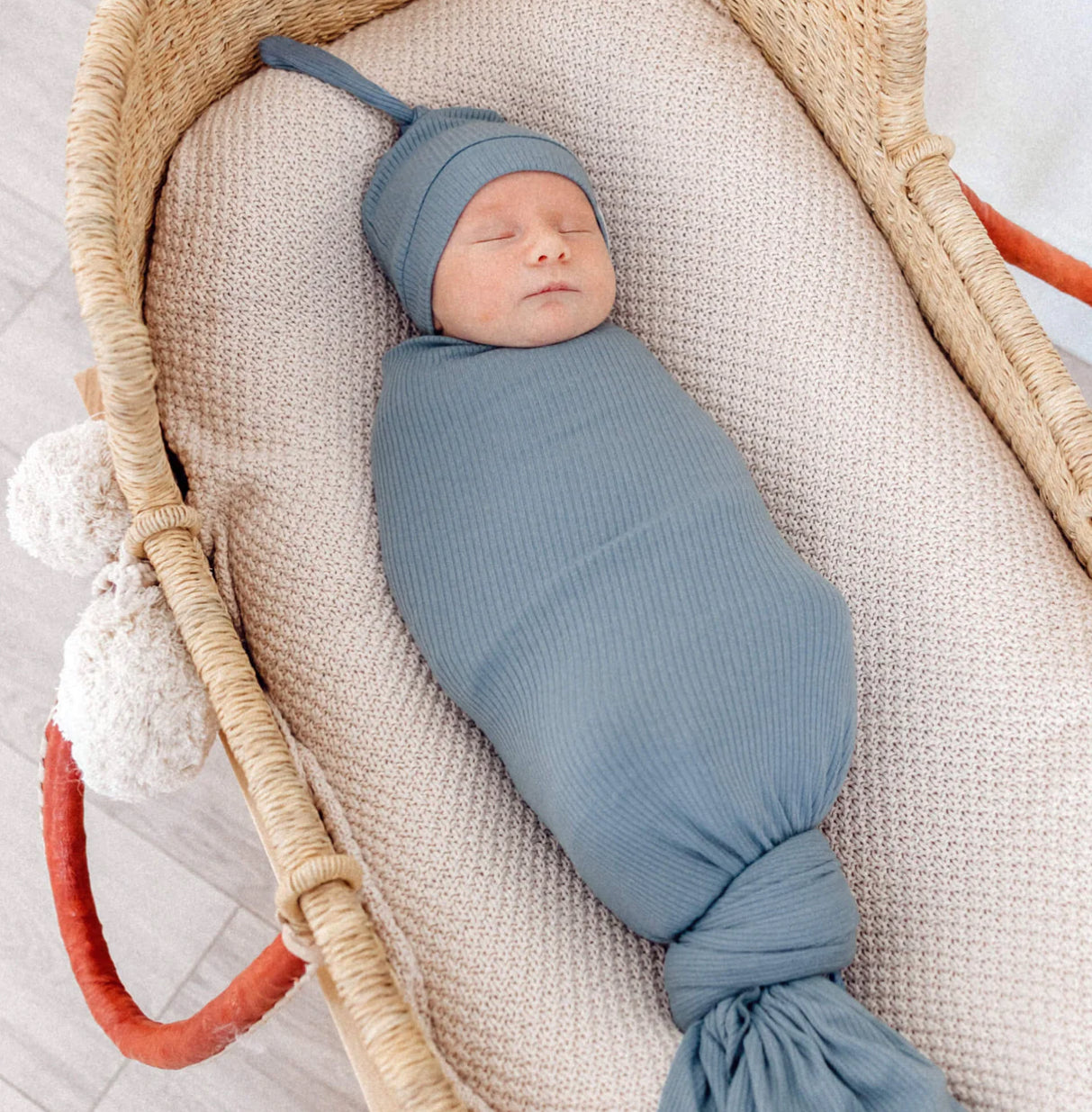Knit Swaddle Blanket- Atlantic Blue