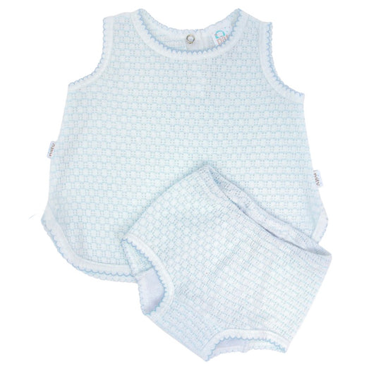 Paty Knit Pinstripe Diaper Set- Blue