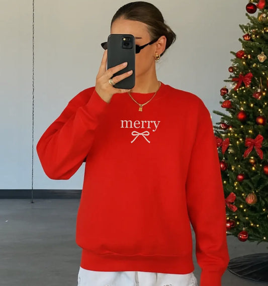 Merry Bow Christmas Sweatshirt-women’s
