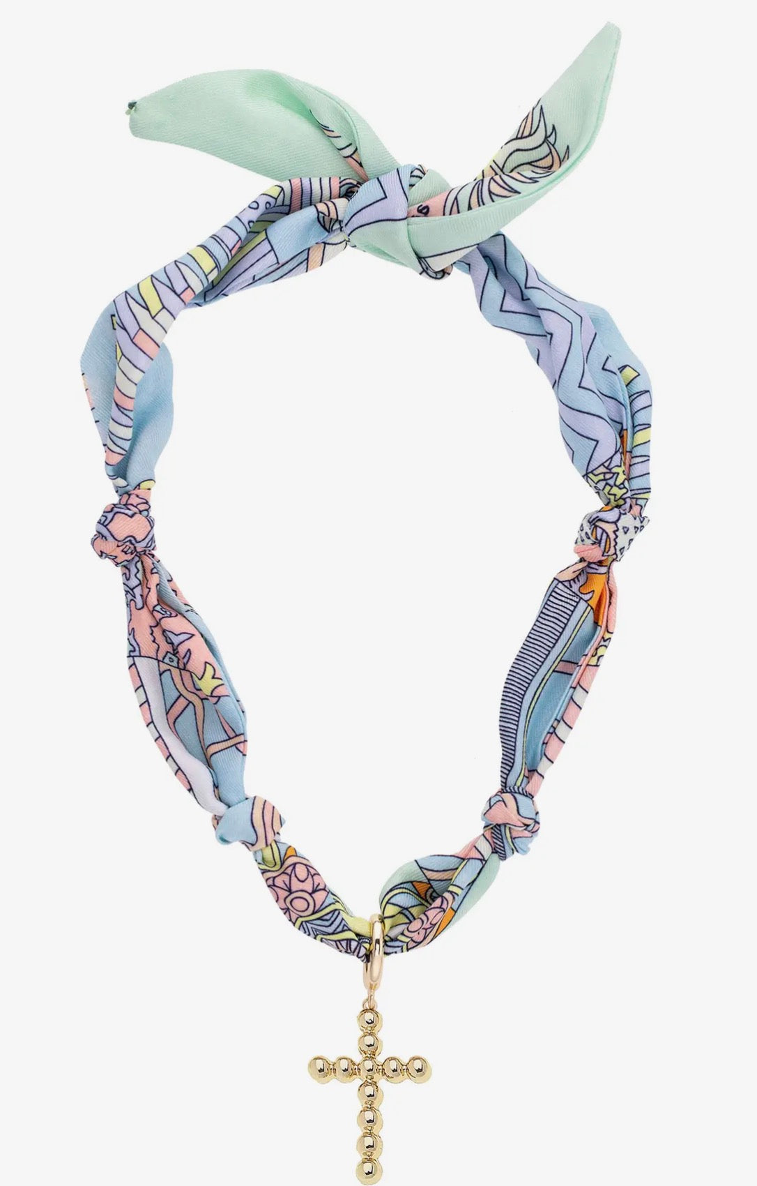 Louisa Beaded Cross Scarf Necklace