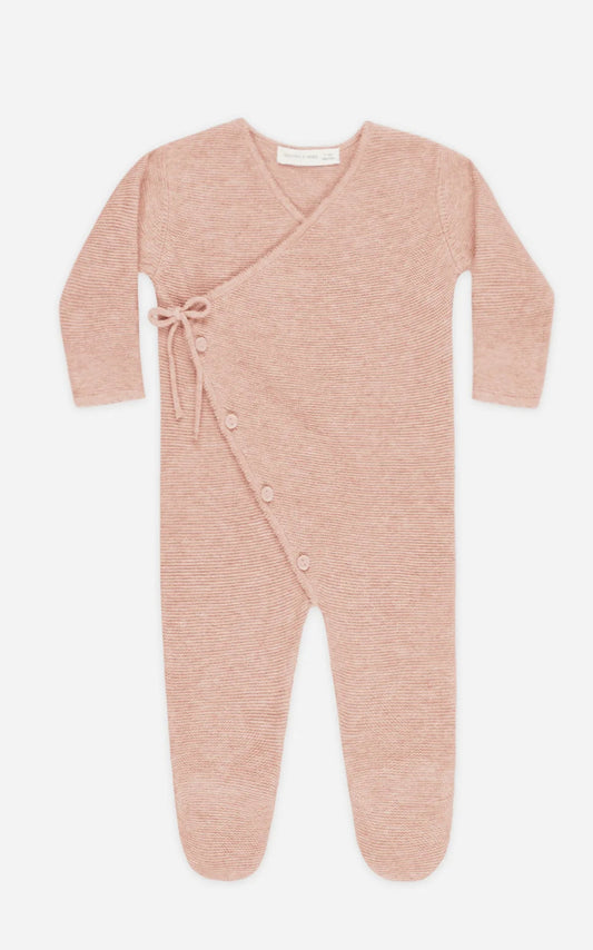 Wrap Knit Footie- Heathered Rose