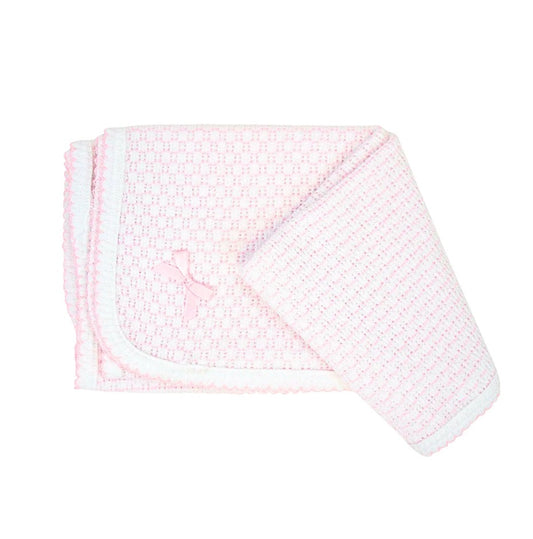 Pinstripe Swaddle Blanket w/ Bow-Pink