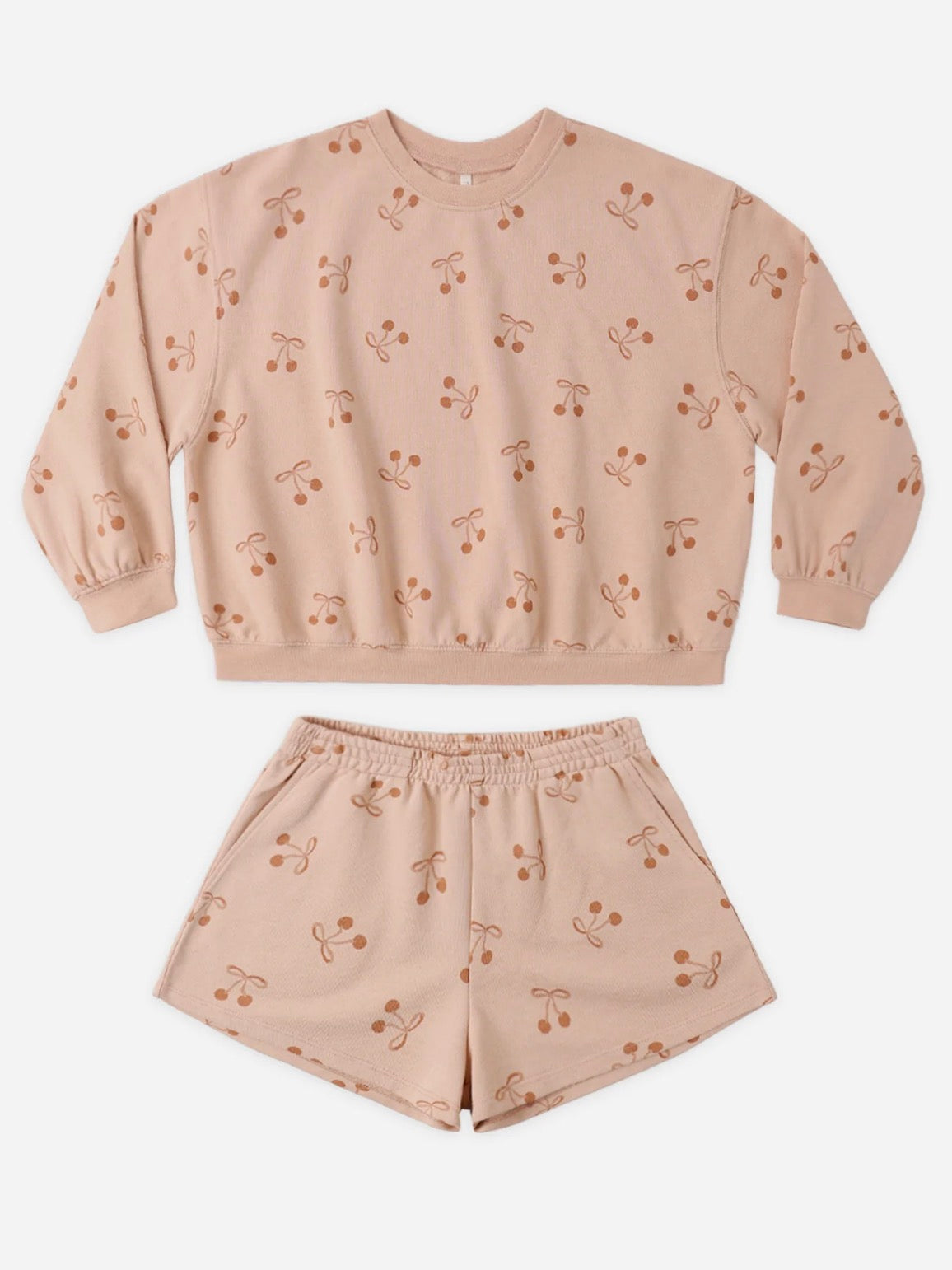 Summer Terry set -cherry bows