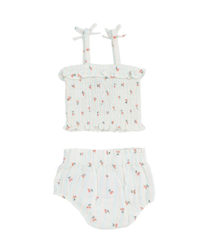 Smocked Top & Bloomer (Cherry Stripe)