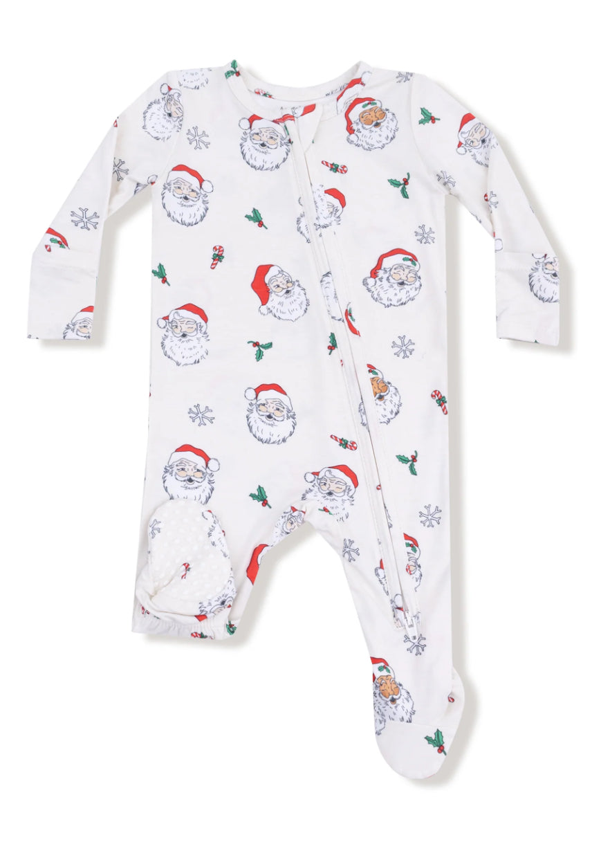 Vintage Santa- Two Way Zipper Romper